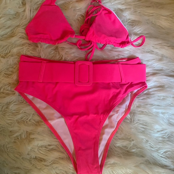 Two Piece Bright Pink Swim Suit - Picture 3 of 6